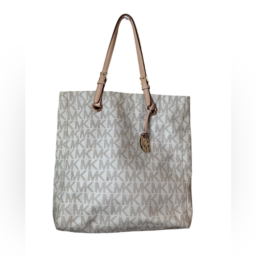 MICHAEL Michael Kors Beige Signature‎ Coated Canvas Large Jet Set Tote